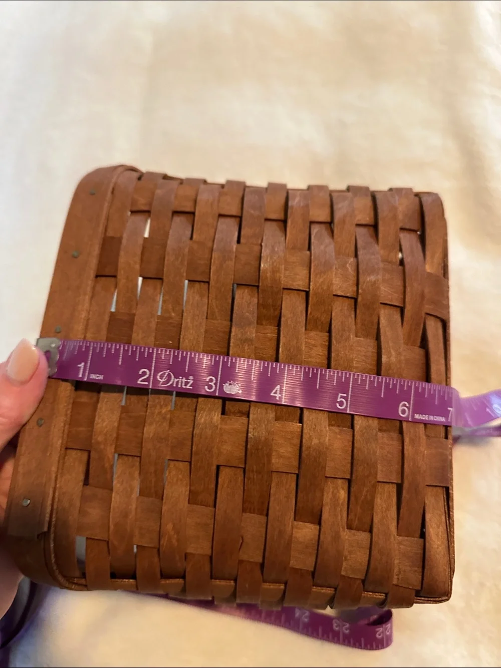 Longaberger Natural Brown Woven Storage Basket with Cream Liner and protector